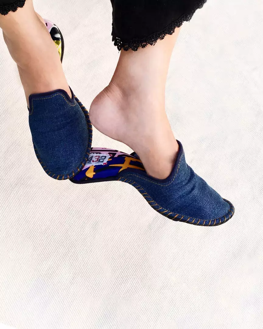 ONE432 Recycled Unisex Slippers - Cobain Denim 2 ONE432 Recycled Unisex Slippers - Cobain Denim