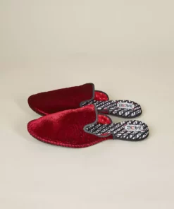 ONE432 Upcycled Velvet Unisex Slippers - Begum Scarlet Best Sellers