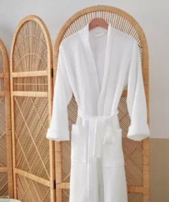 Coyuchi Unisex Waffle Robe - Alpine White Home Goods