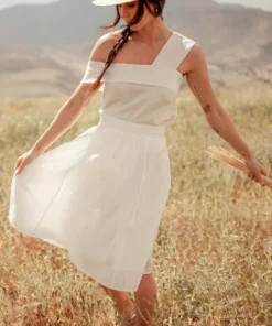 Valani Srey Banana Midi Skirt - Cloud Dancer