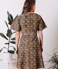 Mata Traders Varanasi Olive Flutter Dress Best Sellers