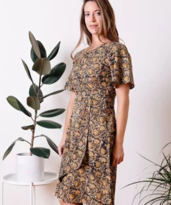 Mata Traders Varanasi Olive Flutter Dress Best Sellers