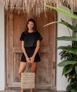 Village Thrive Accessories Bela Rattan Tote Bag