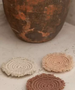 Village Thrive Kera Sunrise Macrame Coaster Set Kitchen + Dining