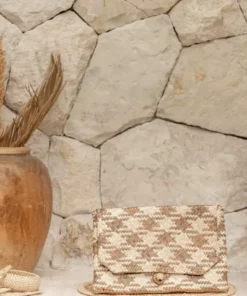 Village Thrive Accessories Plaid Rattan Clutch Bag