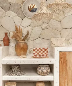 Village Thrive Accessories Plaid Rattan Clutch Bag