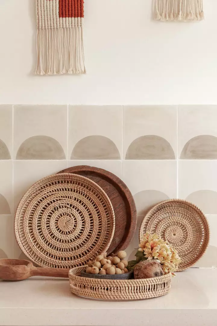 Village Thrive Home Goods Round Woven Rattan Tray 1 Village Thrive Home Goods Round Woven Rattan Tray