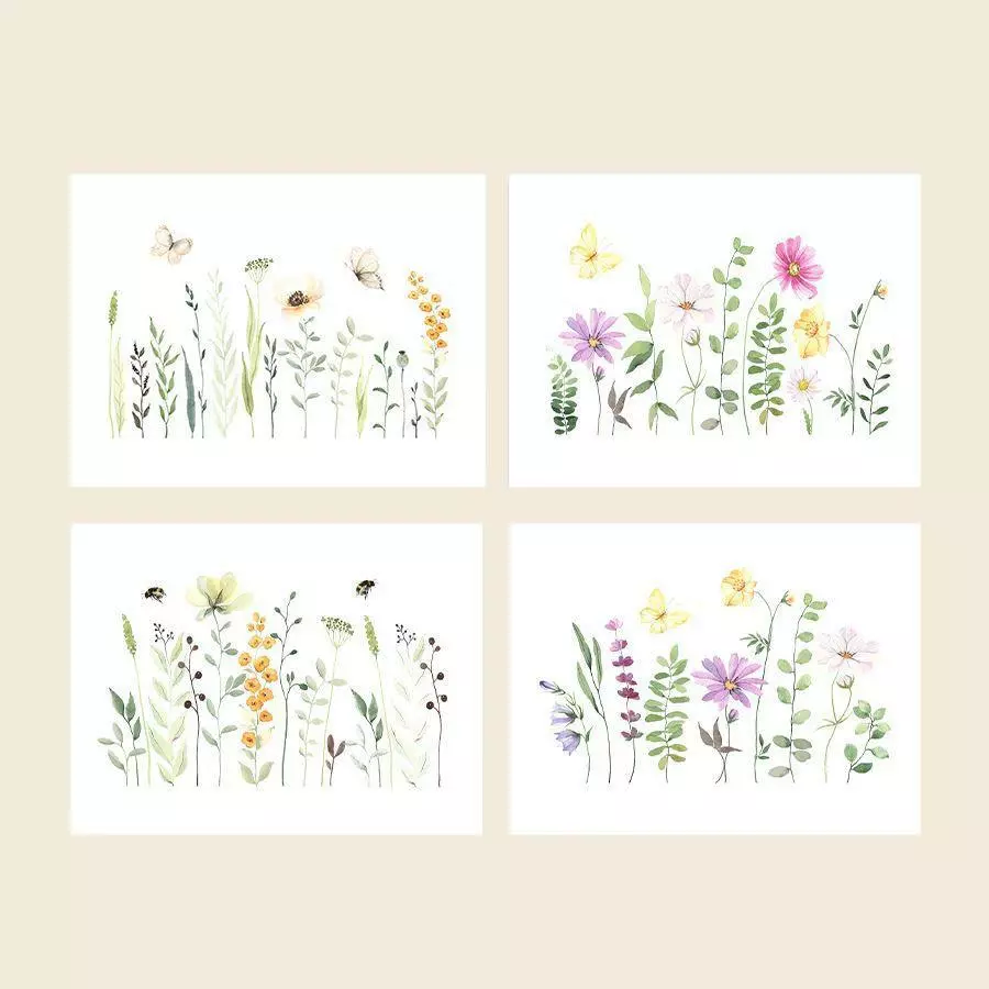 Cute Root Watercolor Gardens Plantable Cards - 8 Pack 1 Cute Root Watercolor Gardens Plantable Cards - 8 Pack