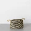 Will & Atlas Home Goods Large Jute Basket - Charcoal Stripe