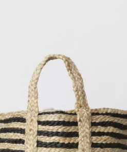 Will & Atlas Home Goods Large Jute Basket - Charcoal Stripe 6 Will & Atlas Home Goods Large Jute Basket - Charcoal Stripe