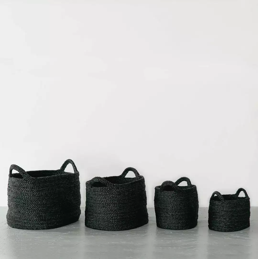 Will & Atlas Oval Jute Baskets - Charcoal 1 Will & Atlas Oval Jute Baskets - Charcoal