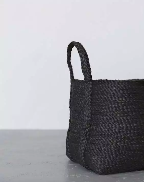 Will & Atlas Home Goods Small Jute Basket - Charcoal 2 Will & Atlas Home Goods Small Jute Basket - Charcoal