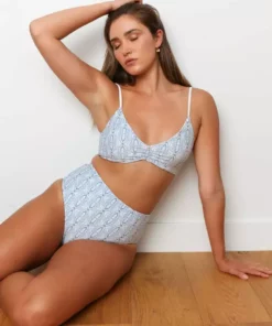 Wolven Swim Reversible High-Waisted Recycled Bikini Bottom - Aquarius