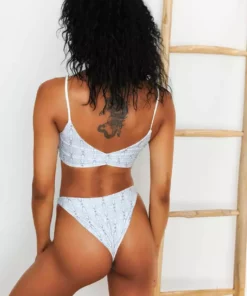 Wolven Reversible Ruched Recycled Swimsuit Top - Aquarius