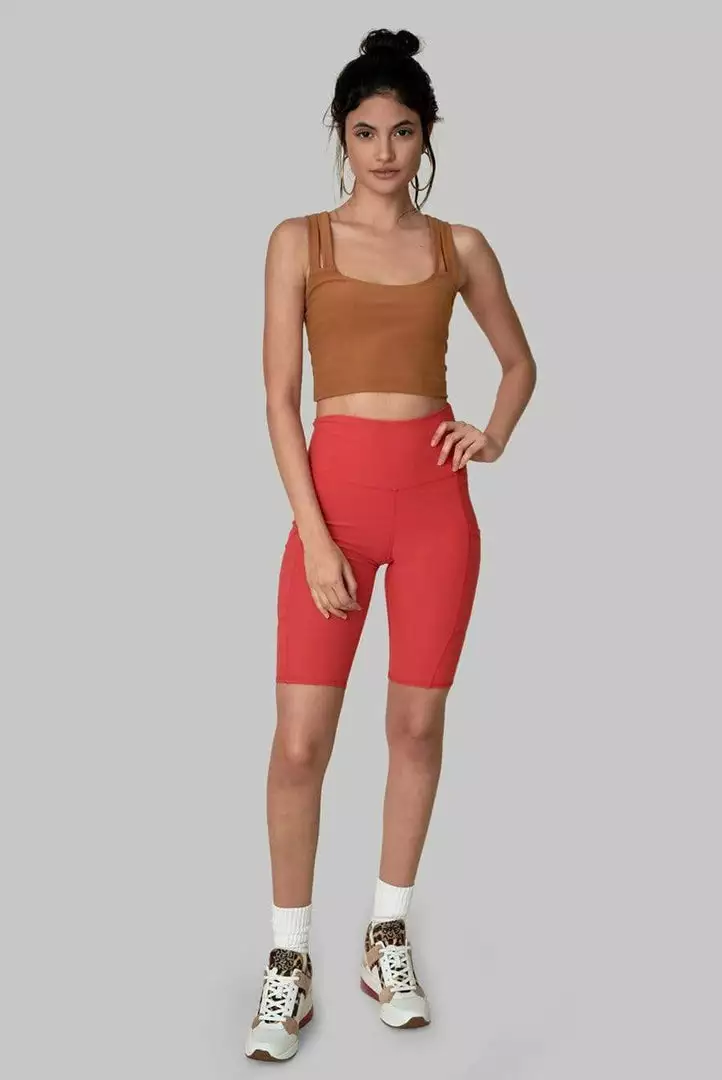 Wolven Best Sellers Recycled Bike Short With Pockets - Cayenne 11 Wolven Best Sellers Recycled Bike Short With Pockets - Cayenne