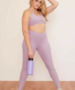Wolven Activewear + Athleisure Reversible Crisscross Recycled Bra - Lavender