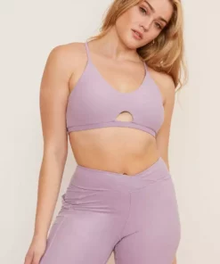 Wolven Activewear + Athleisure Reversible Crisscross Recycled Bra - Lavender