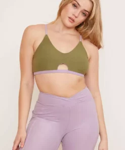 Wolven Activewear + Athleisure Reversible Crisscross Recycled Bra - Lavender