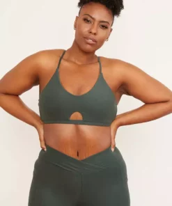Wolven Activewear + Athleisure Reversible Crisscross Recycled Bra - Thyme