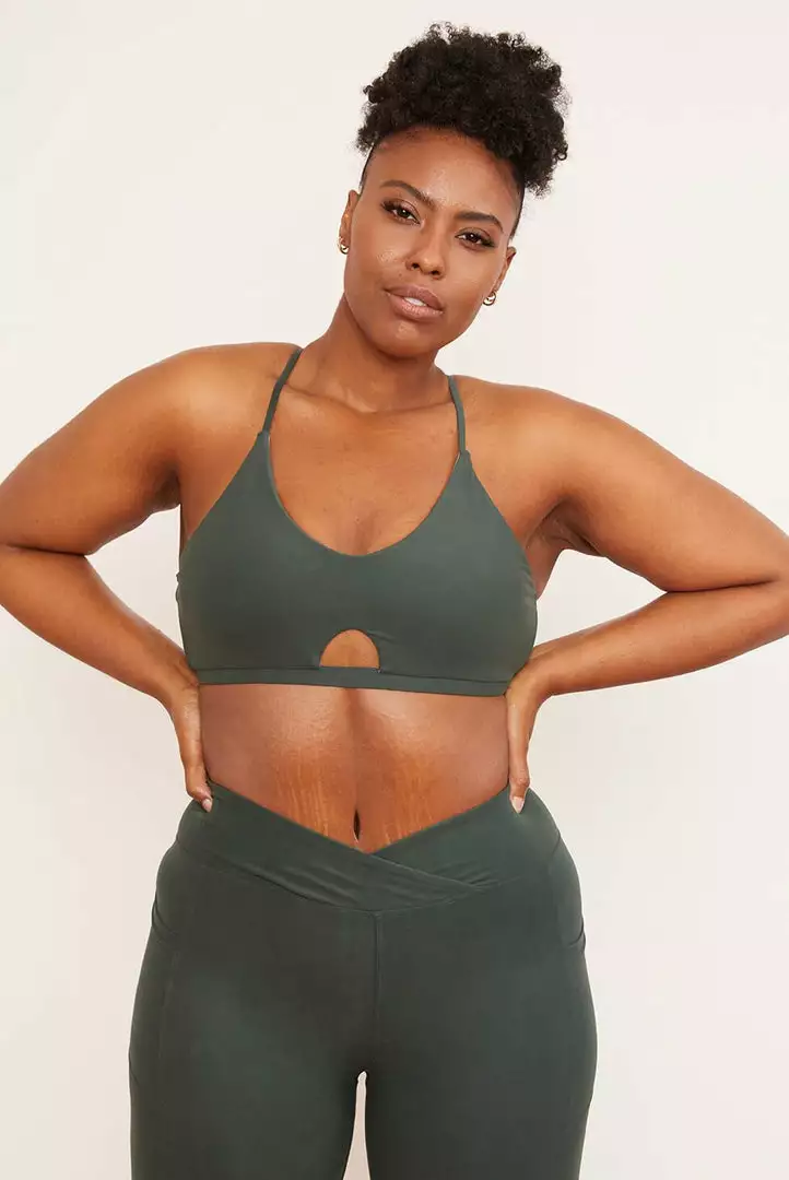 Wolven Activewear + Athleisure Reversible Crisscross Recycled Bra - Thyme 1 Wolven Activewear + Athleisure Reversible Crisscross Recycled Bra - Thyme
