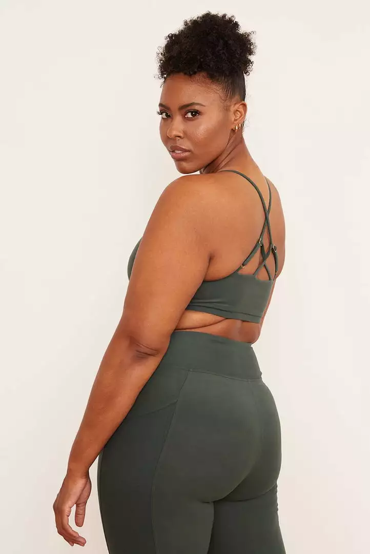 Wolven Activewear + Athleisure Reversible Crisscross Recycled Bra - Thyme 3 Wolven Activewear + Athleisure Reversible Crisscross Recycled Bra - Thyme