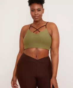 Wolven Reversible Crisscross Four-Way Recycled Top - Chai Activewear + Athleisure