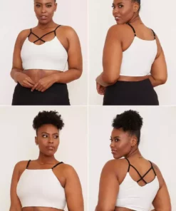 Wolven Activewear + Athleisure Reversible Crisscross Four-Way Recycled Top - Onyx