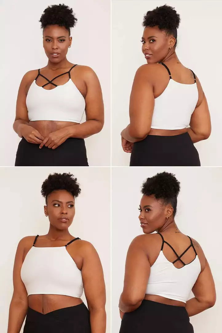 Wolven Activewear + Athleisure Reversible Crisscross Four-Way Recycled Top - Onyx 2 Wolven Activewear + Athleisure Reversible Crisscross Four-Way Recycled Top - Onyx