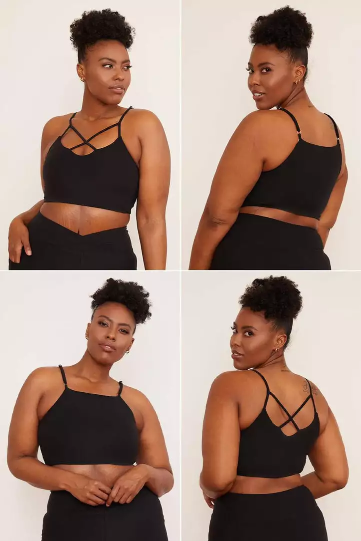 Wolven Activewear + Athleisure Reversible Crisscross Four-Way Recycled Top - Onyx 3 Wolven Activewear + Athleisure Reversible Crisscross Four-Way Recycled Top - Onyx