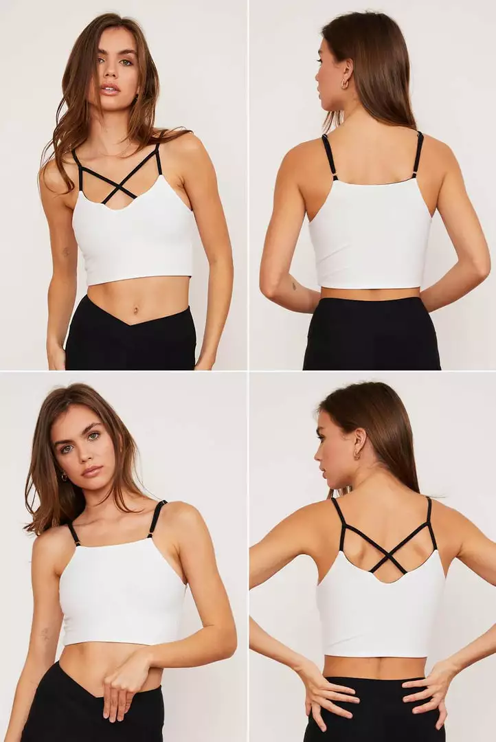 Wolven Activewear + Athleisure Reversible Crisscross Four-Way Recycled Top - Onyx 5 Wolven Activewear + Athleisure Reversible Crisscross Four-Way Recycled Top - Onyx