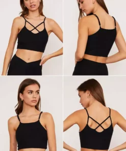 Wolven Activewear + Athleisure Reversible Crisscross Four-Way Recycled Top - Onyx 8 Wolven Activewear + Athleisure Reversible Crisscross Four-Way Recycled Top - Onyx