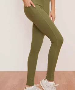 Wolven Activewear + Athleisure Recycled Crossover Pocket Legging - Eucalyptus