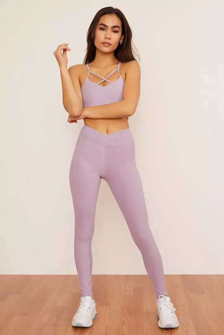 Wolven Recycled Crossover Pocket Legging - Lavender 7 Wolven Recycled Crossover Pocket Legging - Lavender