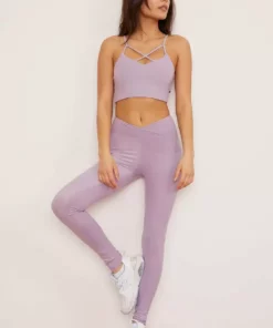 Wolven Recycled Crossover Pocket Legging - Lavender
