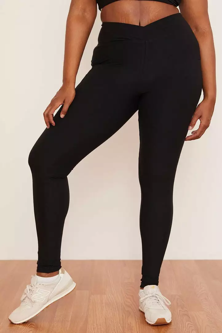Wolven Recycled Crossover Pocket Legging - Onyx 1 Wolven Recycled Crossover Pocket Legging - Onyx