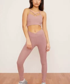 Wolven Activewear + Athleisure Recycled Crossover Pocket Legging - Salt