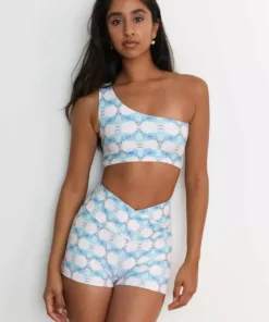 Wolven Reversible One Shoulder Recycled Swimsuit Top - Echo