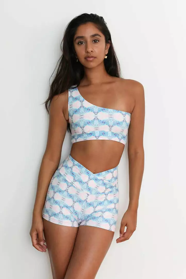 Wolven Reversible One Shoulder Recycled Swimsuit Top - Echo 1 Wolven Reversible One Shoulder Recycled Swimsuit Top - Echo