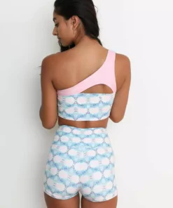 Wolven Reversible One Shoulder Recycled Swimsuit Top - Echo 10 Wolven Reversible One Shoulder Recycled Swimsuit Top - Echo