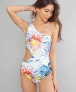 Wolven Reversible One Shoulder Recycled One Piece Swimsuit- Flora 12 Wolven Reversible One Shoulder Recycled One Piece Swimsuit- Flora