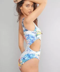 Wolven Reversible One Shoulder Recycled One Piece Swimsuit- Flora 13 Wolven Reversible One Shoulder Recycled One Piece Swimsuit- Flora