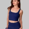 Wolven Activewear + Athleisure Double Cross Recycled Top - Indigo