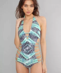 Wolven Reversible Cage Recycled One Piece Swimsuit - Jungle 11 Wolven Reversible Cage Recycled One Piece Swimsuit - Jungle