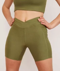 Wolven Recycled Midi Bike Short - Eucalyptus Activewear + Athleisure