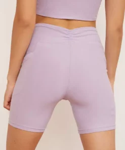 Wolven Activewear + Athleisure Recycled Midi Bike Short - Lavender
