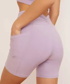 Wolven Activewear + Athleisure Recycled Midi Bike Short - Lavender