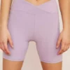 Wolven Activewear + Athleisure Recycled Midi Bike Short - Lavender