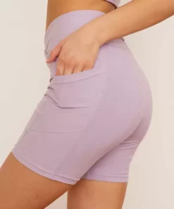 Wolven Activewear + Athleisure Recycled Midi Bike Short - Lavender