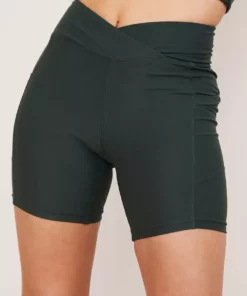 Wolven Activewear + Athleisure Recycled Midi Bike Short - Thyme