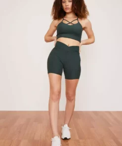 Wolven Activewear + Athleisure Recycled Midi Bike Short - Thyme
